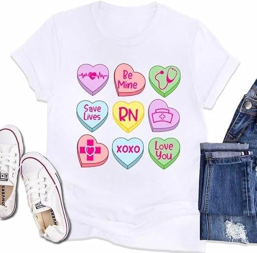 Nurse Valentines Shirt Funny Valentine Conversation Hearts Graphic 3XL