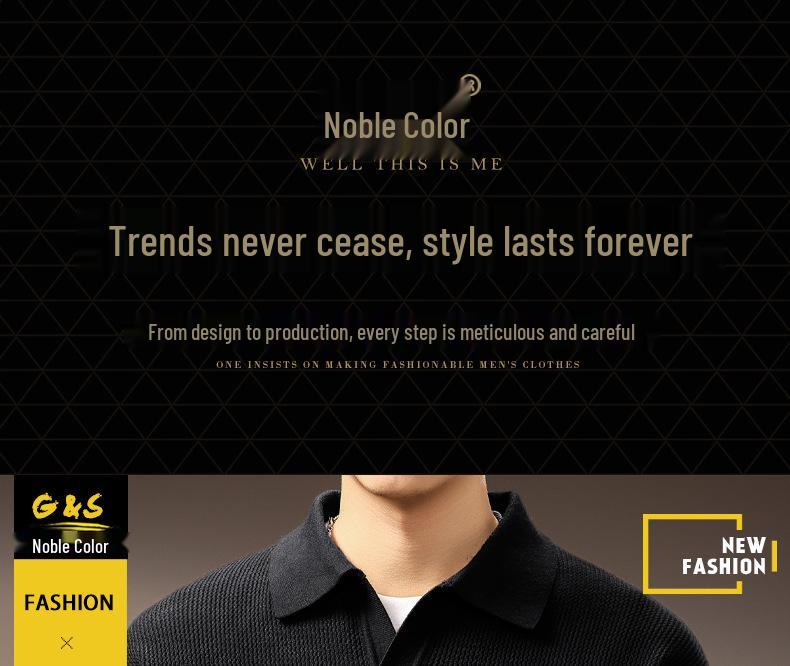 Luxury British Retro Seagull Collar Polo Men's Autumn/Winter Knit Sweater