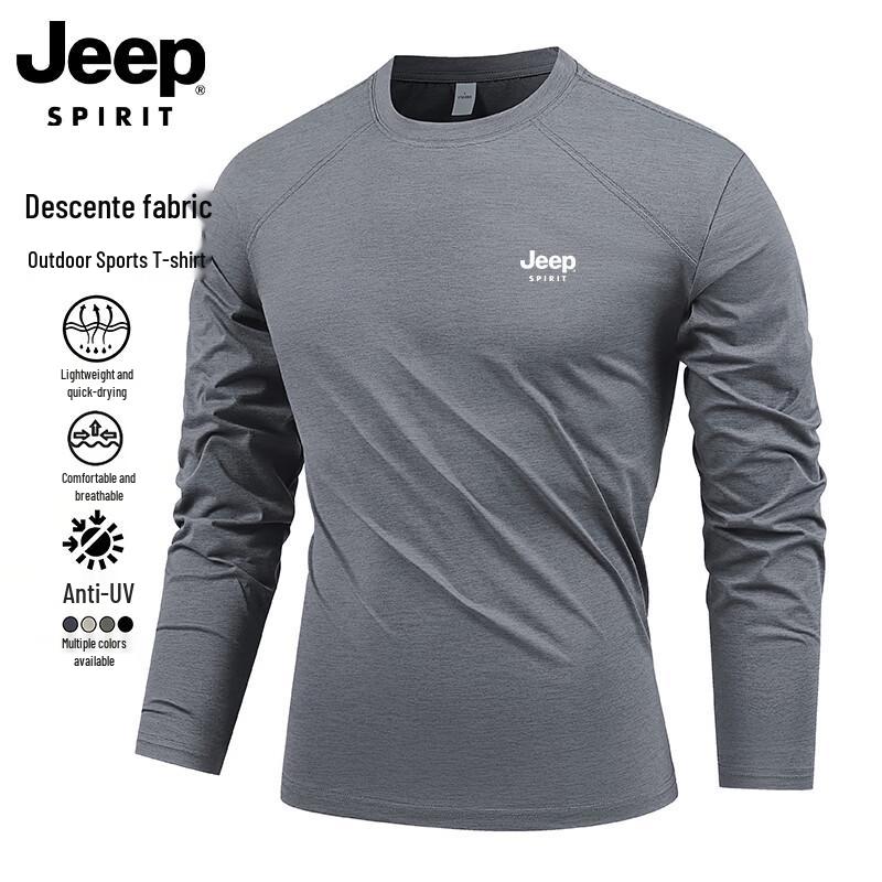 JEEP SPIRIT Men s Long Sleeve Quick Dry Hiking T-Shirt L