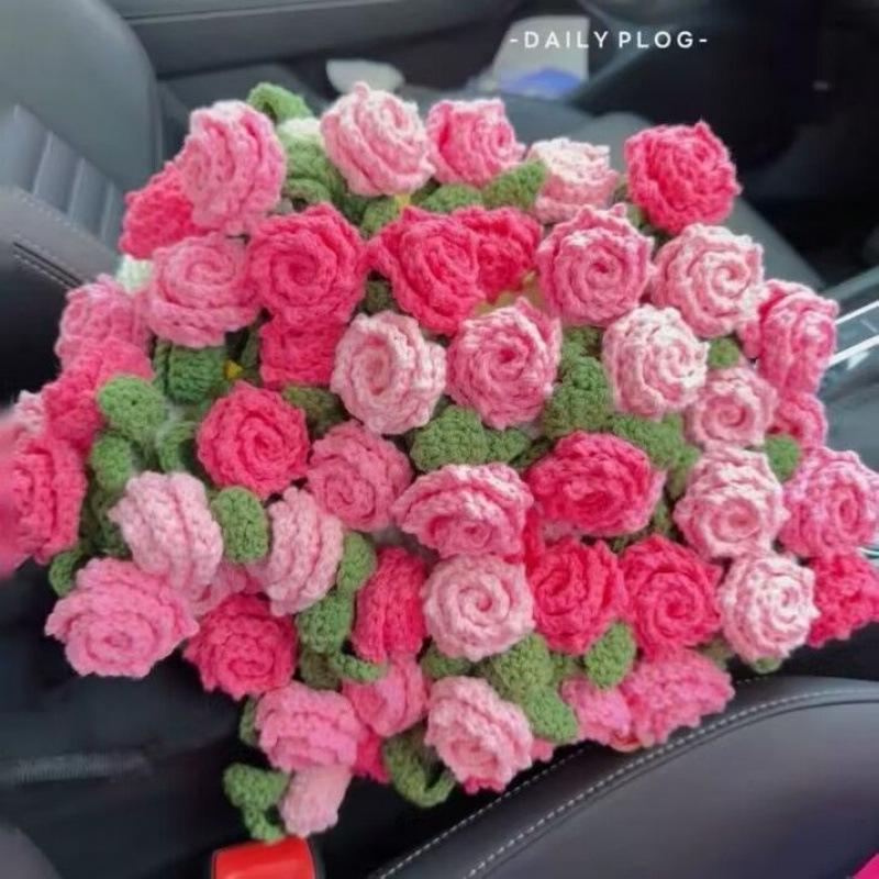 Gradient Rose & Lily of the Valley Knitted Blanket Kit - DIY Yarn & Material Pack with Pointed Corners