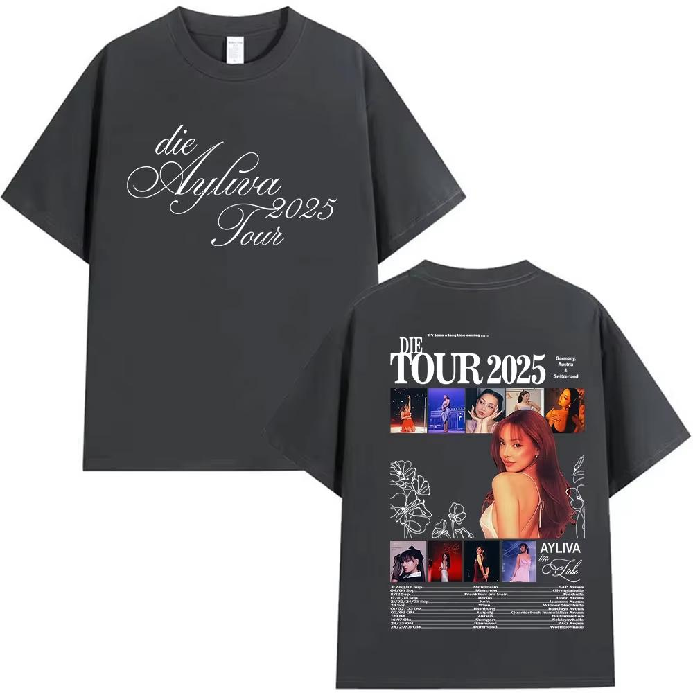 Die Ayliva Tour Grafik T-Shirts Herren Damen Lässig Harajuku Oversized T-Shirt Retro Mode Baumwoll-T-Shirt Oberteile