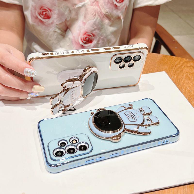 Electroplated Heart Samsung S26U Case with Anti-Drop Astronaut Bracket - Full Coverage, Soft, 15Pro Model.