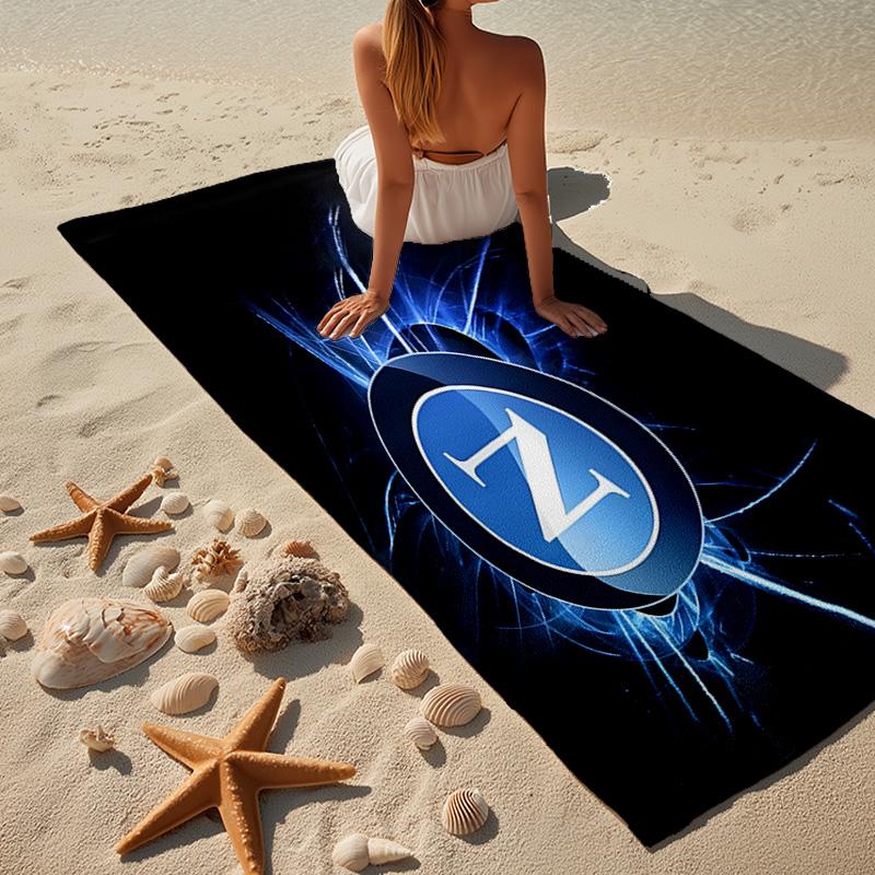 1 Stück Elektrisch Blaues Napoli Logo Strandtuch - Weiche, Saugfähige Mikrofaser, Leicht, Ideal für den Strand, Partys, Reisen, Camping Fan-Geschenke