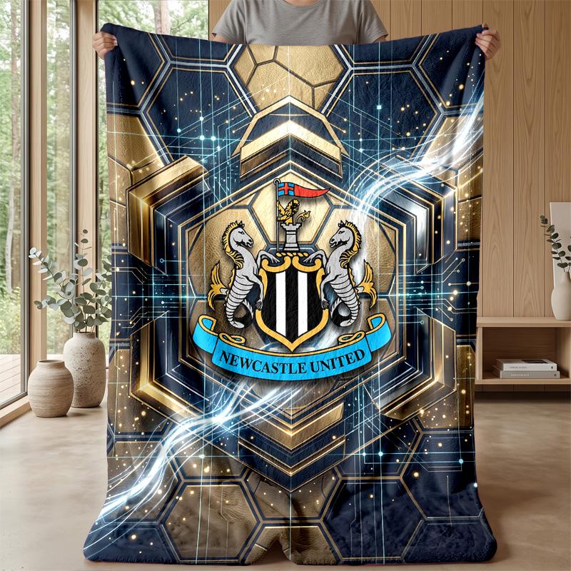 Coperta in Flanella con Stampa del Newcastle United Football, Coperta Morbida Calda Leggera per Divano Letto Campeggio