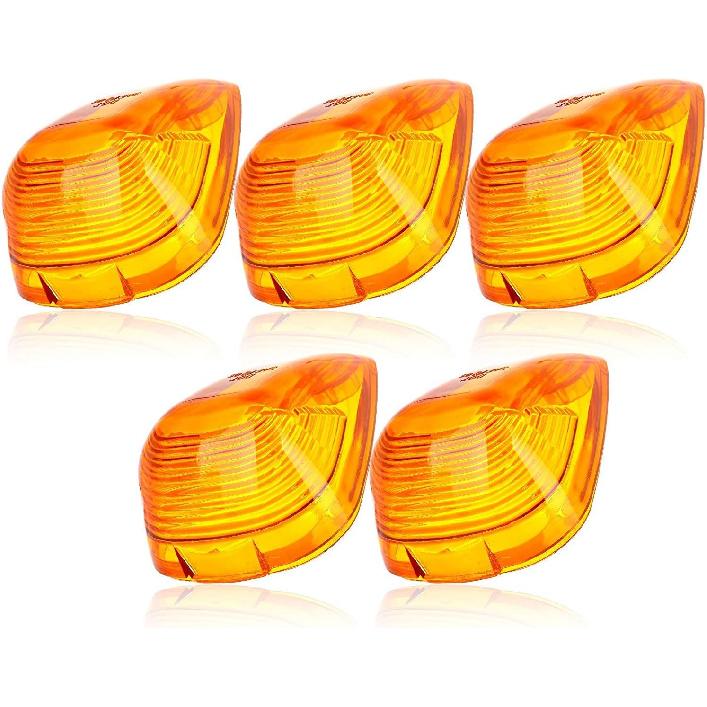 

5pcs Cab Marker Light Amber Cover, Cab Roof Running Light, Top Marker Light for 1999-2016 Ford F150 F250 F350 F450 F550 F650 F750 E150 E250 E350 E450 Amber Cover