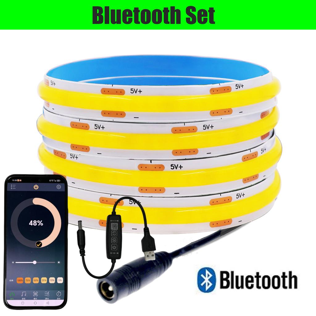 Intelligentes WiFi Bluetooth COB LED-Streifenlicht 5V USB Dimmbar 3000K 4000K 6000K Weiß Schrankbeleuchtung Mit Fernbedienung