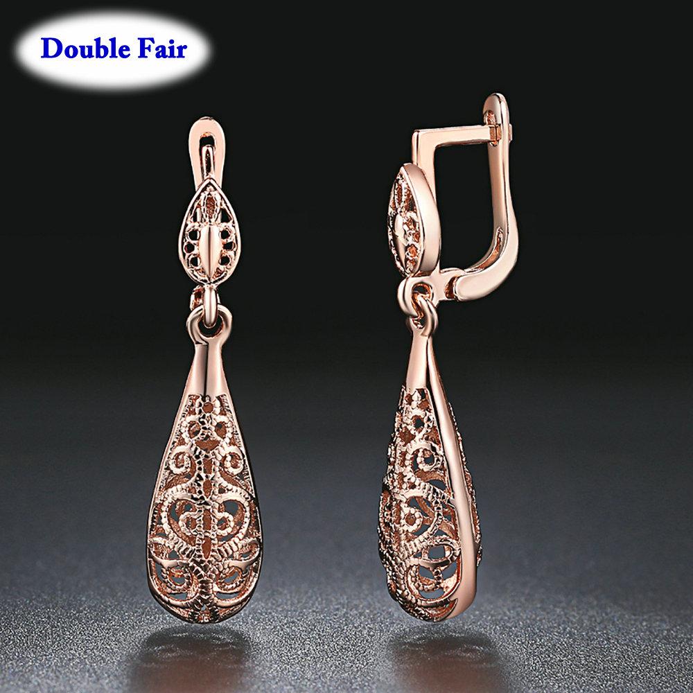 Ethnic Vintage Waterdrop Earrings Rose Gold Wedding Retro Jewelry For Women Brincos DWE787M