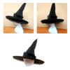 Halloween Party Velvet Witch Hats Party Wide Brim Pointed Hat Accessory Tulle Witch Hat with Lace Conjurer