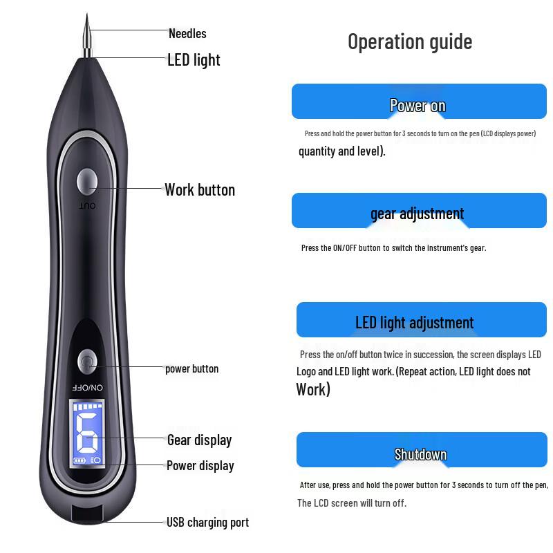Rechargeable RF Laser Spot & Mole Removal Pen