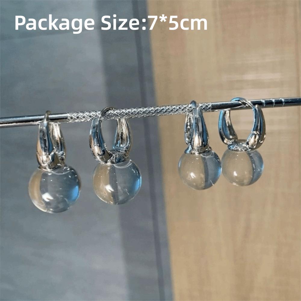 1 Pair Elegant Clear Ball Huggie Earrings Lightweight Minimalist Water Drop Earrings Hypoallergenic Transparent Earrings