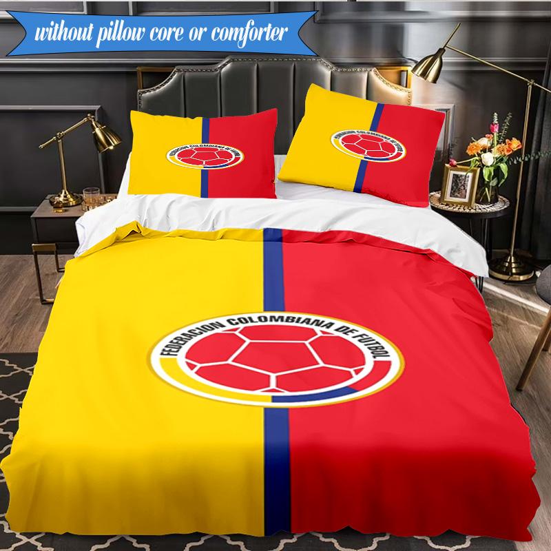 Colombian National Football Team 3pcs Bedding,Including 1pc Duvet Cover And 2pcs Pillowcases Perfect for Christmas,Ideal for Bedroom, Dormitory