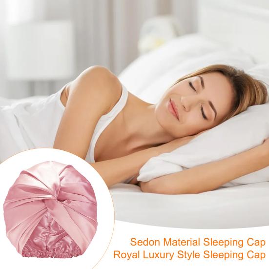Imitation Silk Women Hat Solid Color Twist Knotted Design Turban Hat Solid Color Sleeping Hat Home Headwear