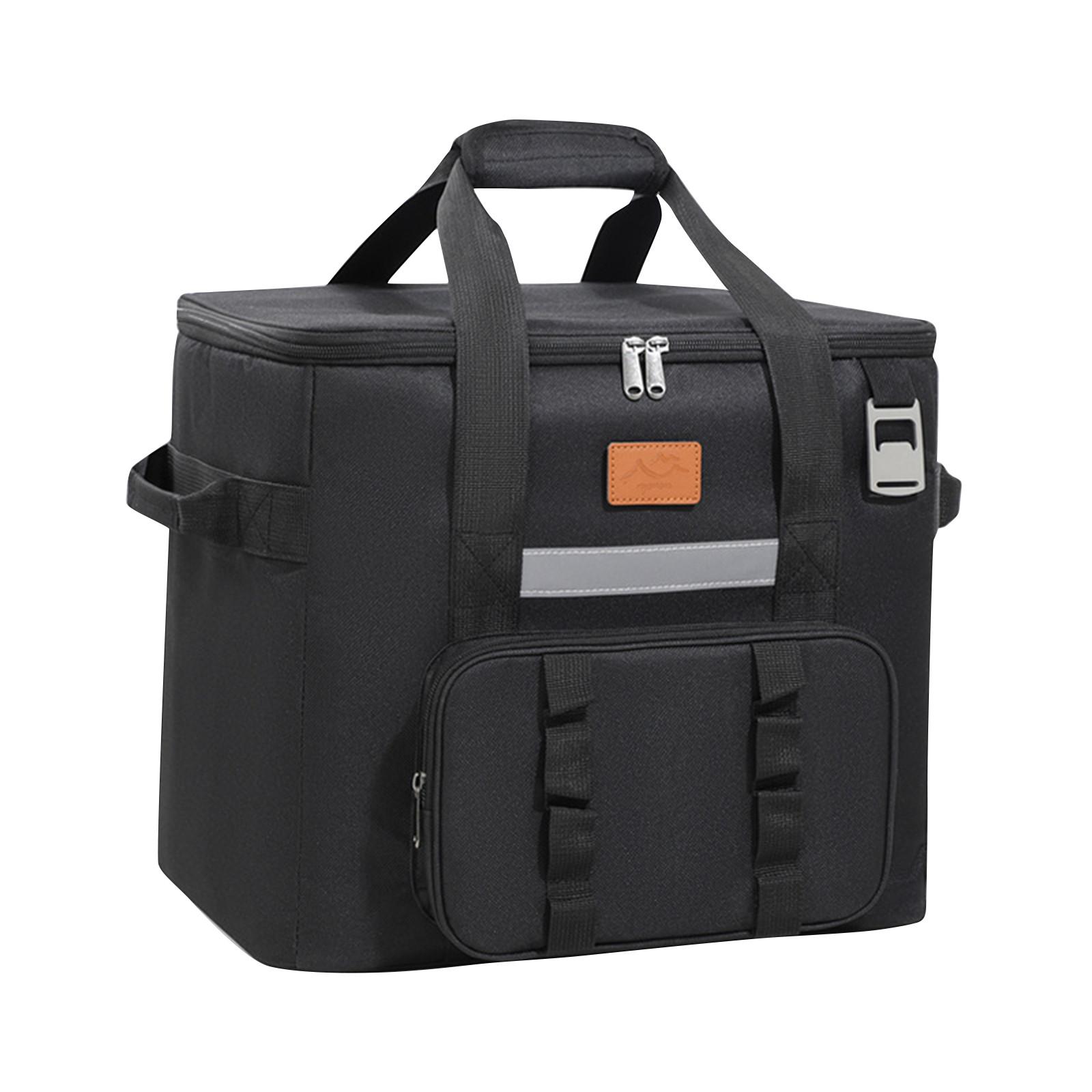 

Изолированный ланч-бокс для мужчин и женщин – герметичная сумка-холодильник с 4 карманами, регулируемым ремешком, идеально подходит для работы, путешествий и пикников One Size чёрный