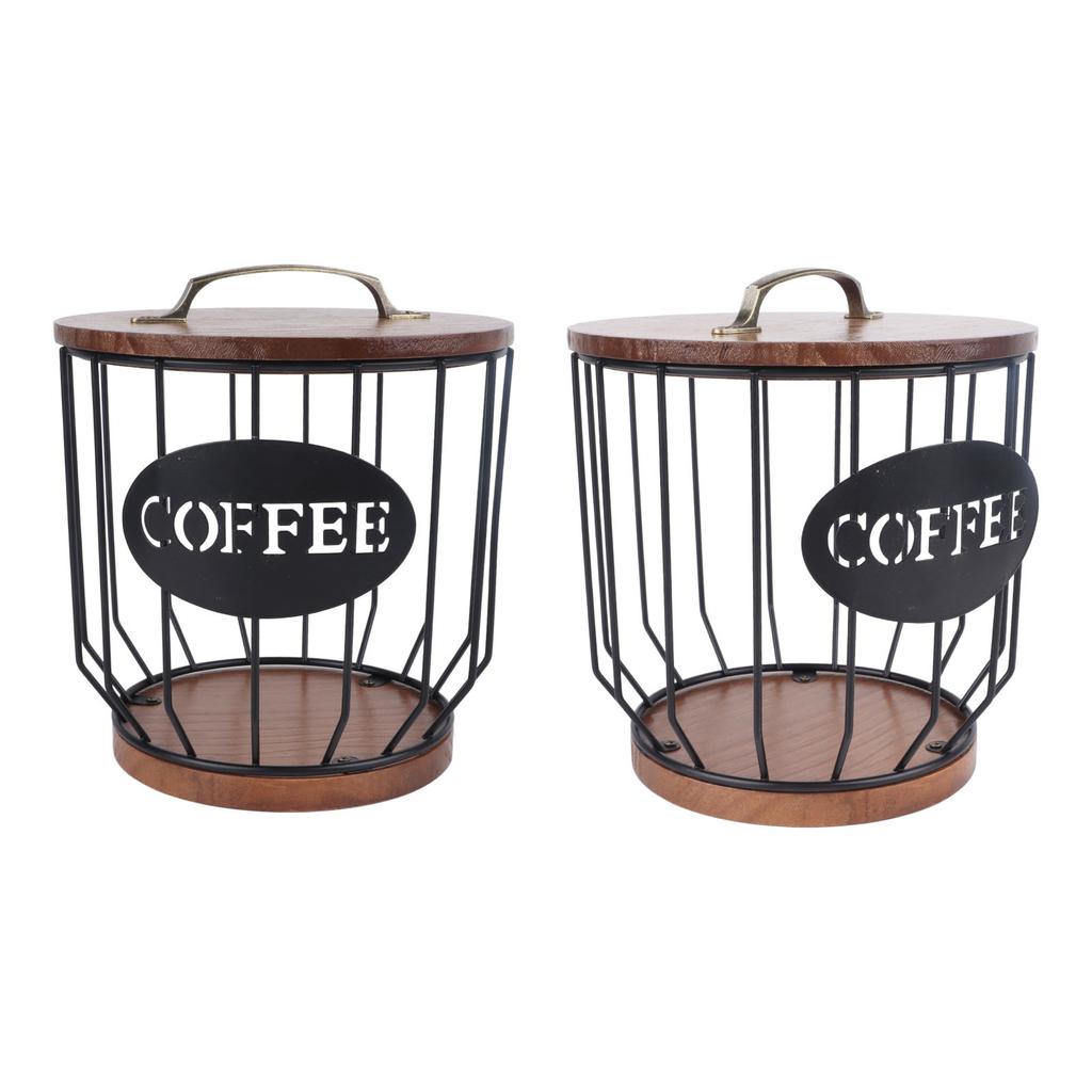 Rustic Coffee Filter Holder with Lid Coffee Filter Storage Container Coffee Pod Holder for Counter