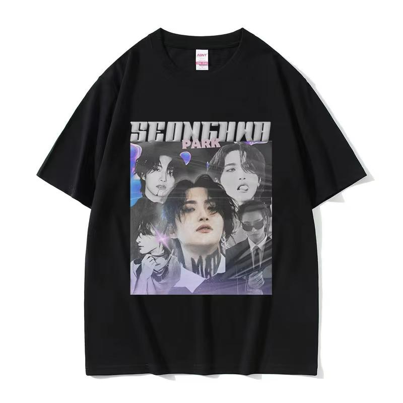 Summe Kpop Band Choi San Ateez Graphic Women Unisex Hip Hop Clothing Oversized Cotton Printed T-shirt Breathable T-shirt S