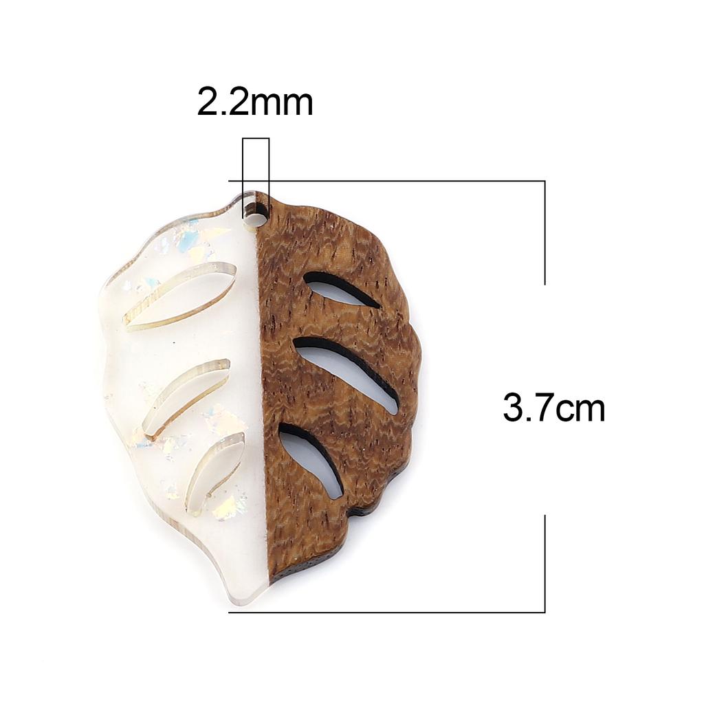 3 PCs/Lot Vintage Resin Wood Effect Leaf Pendants Wooden Plant Foil Charms For DIY Earring Charm Jewelry Making 3.7cm X 2.8cm
