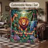 Wildlife Animals Theme Throw Blanket Custom Name Text Personalized Blanket Soft Cozy Blanket for Home Sofa Bed