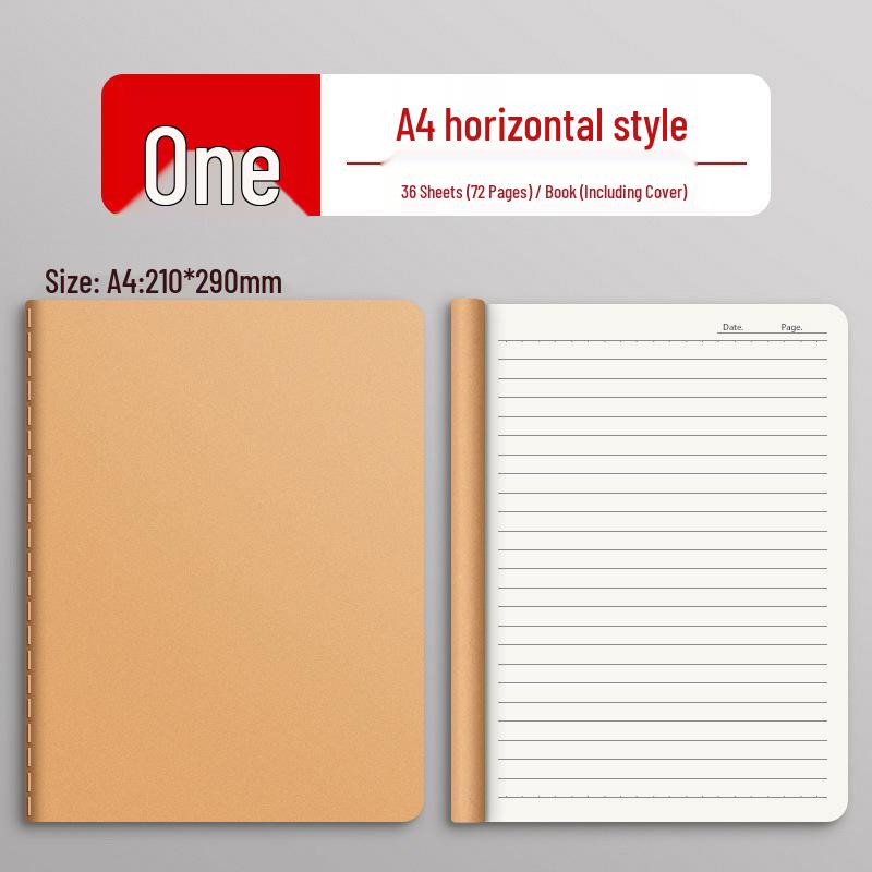 B5 Thickened Notebook: A5 Kraft Paper, Lined & Blank Pages, Stitched Cover, DIY-Friendly