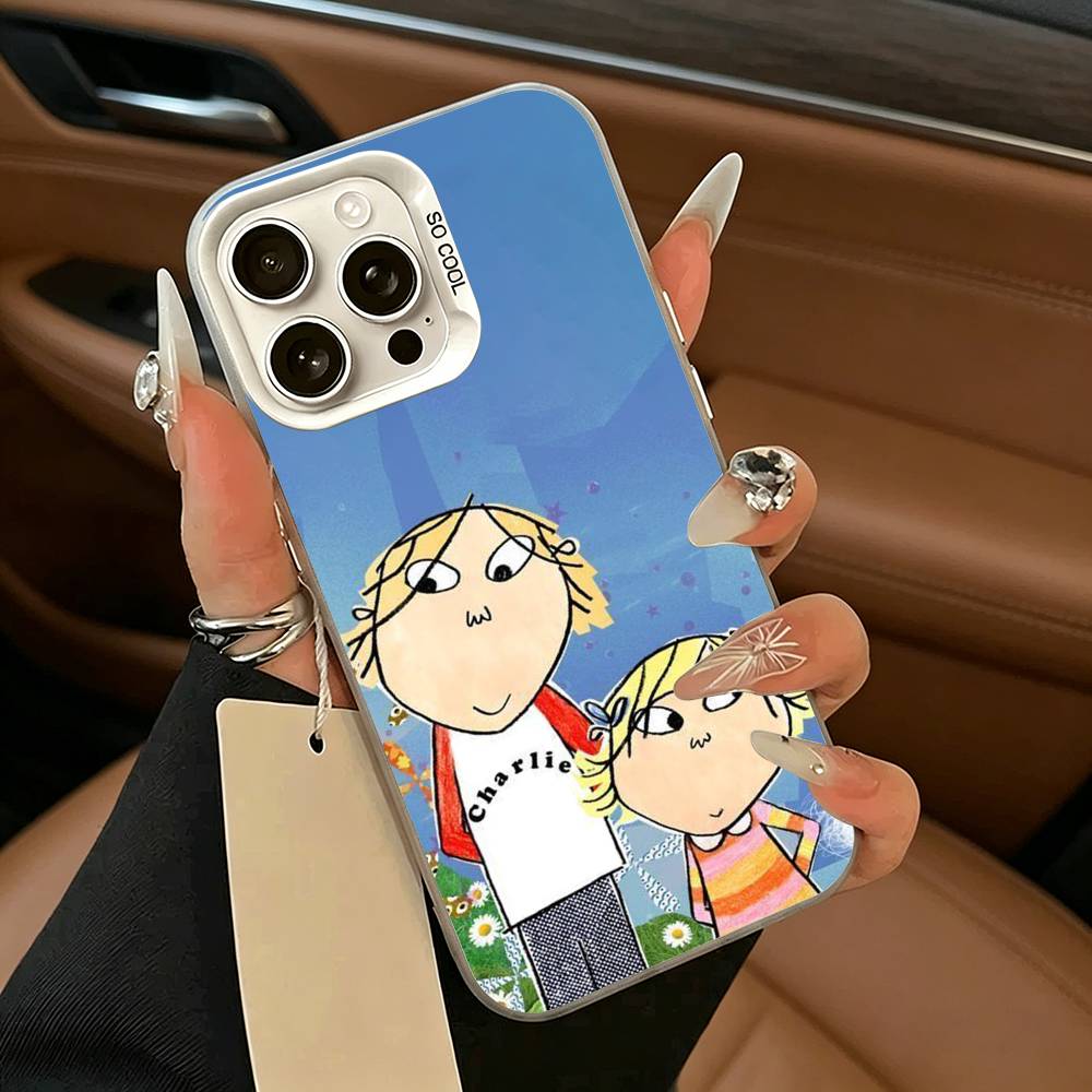Animation Charlie and Lola Phone Case For iPhone 17,16,15,14,13,12,11 Plus,Pro Max,XS,White Silver  Phone Case