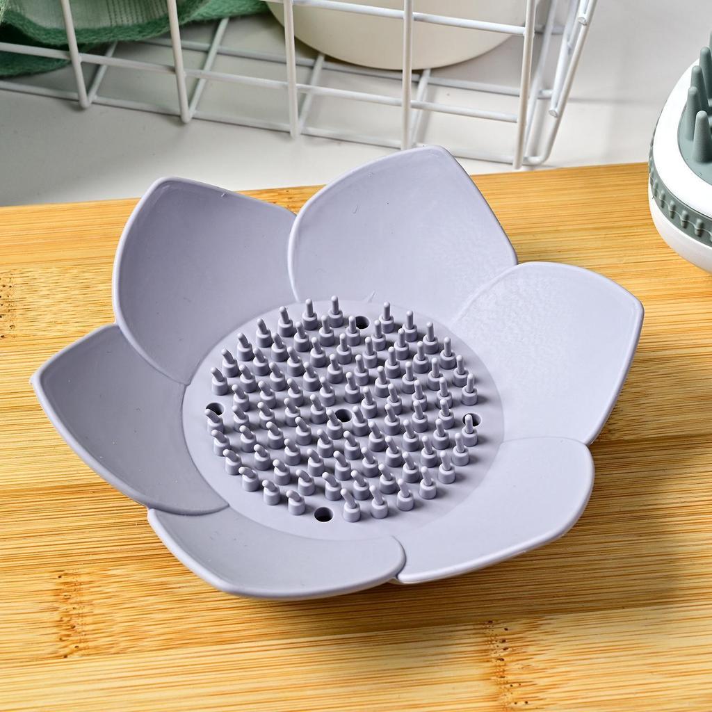 Creative Silicone Lotus Soap Holder Bathroom Soap Drain Box Non Perforated Lotus Shaped Soap Box Kitchen Soap Sponge Drain Box