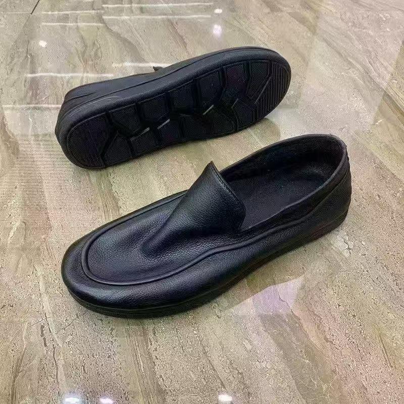 Bean Bean Men's Lightweight Soft Leather Slip-On Shoes - Versatile, Breathable Casual Work Shoes