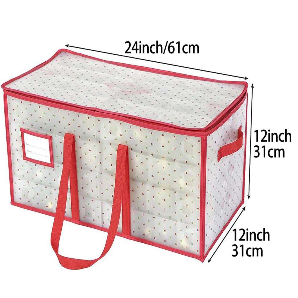 Plastic Christmas Ornament Storage Box with Dual Zipper Closure Box Contributes Slots for 128 Holiday Ornaments 3 Inch Keeps128 Xmas Holiday Ornaments