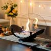 Ovral Tabletop Fireplace Hotel Villa Indoor Ethanol Fire Pit Metal Matte Black Fireplace Perfect for Gathering Decoration