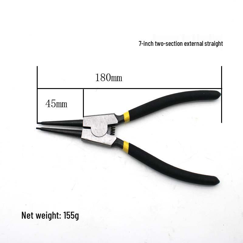 7-дюймовый набор съемников стопорных колец, облегчающий работу: Плоскогубцы для стопорных колец с внутренним/внешним изгибом и прямые, 4-в-1 для ручной установки пружин.