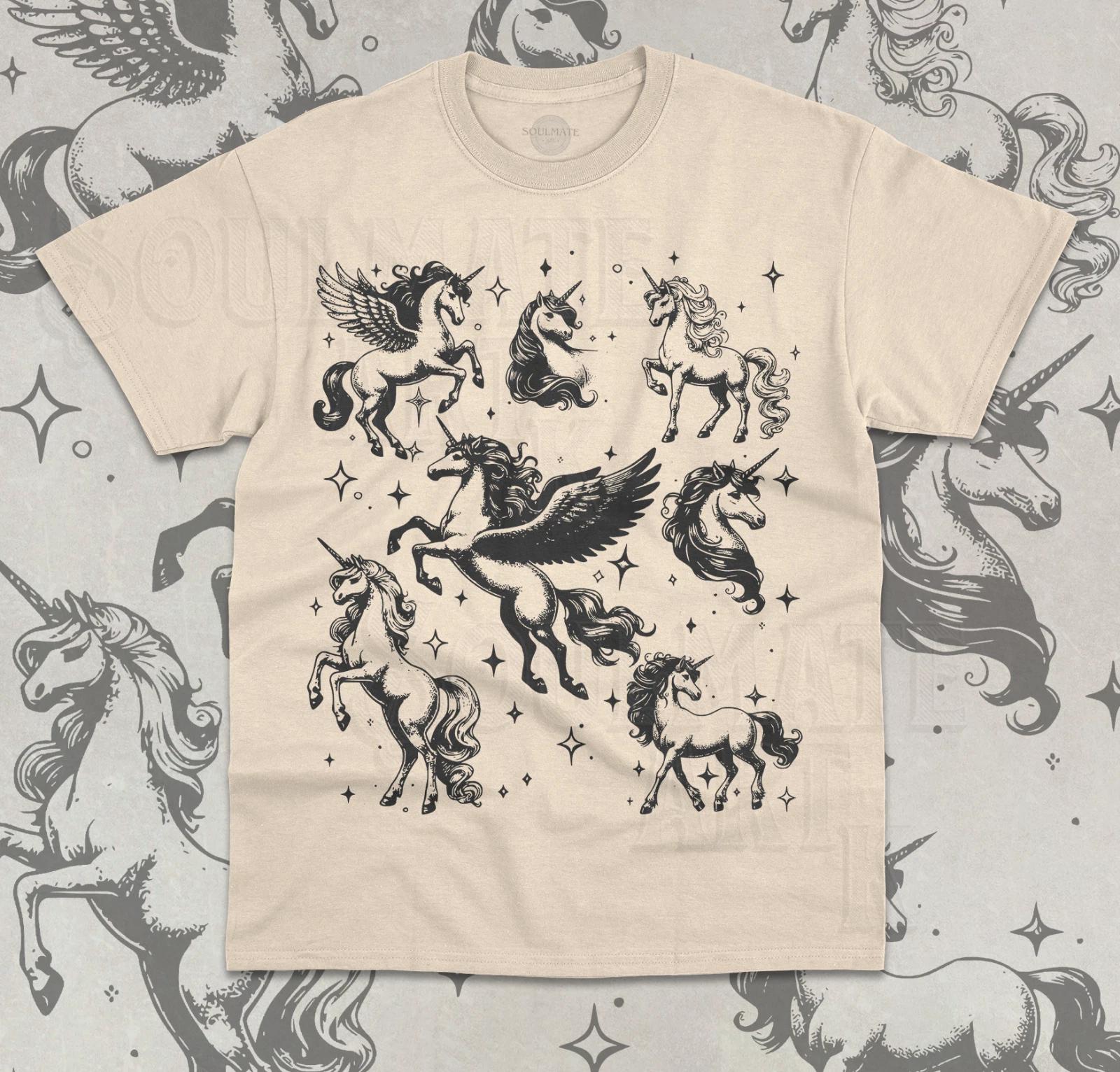 Cute Unicorn Tattoo T- Shirt Funny Meme Unicorn Mythical Creature Unisex Shirt 3XL