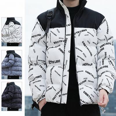 Vestes d'hiver pour hommes Chaud Décontracté Hiver Épaissi Veste en coton Veste Épissage Haut Imprimé Veste en coton Jeune Homme Confortable