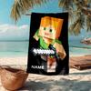 Custom Name Ultra-Soft Beach Towel with Minecraft Theme,Ideal for Pool - Camping, Diving - Perfect Travel Essential, Vibrant Beach Towel.