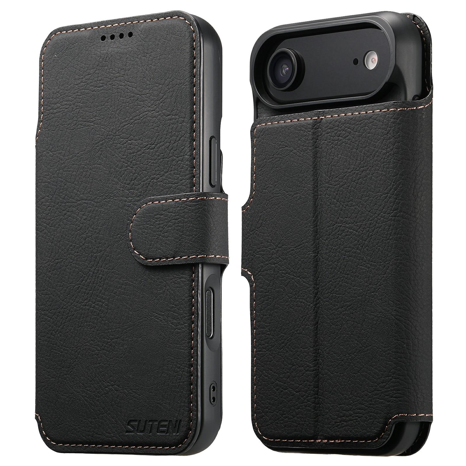 

SUTENI Q-05 For iPhone Air Case Detachable Wallet Stand Litchi Texture Leather Flip Phone Cover A