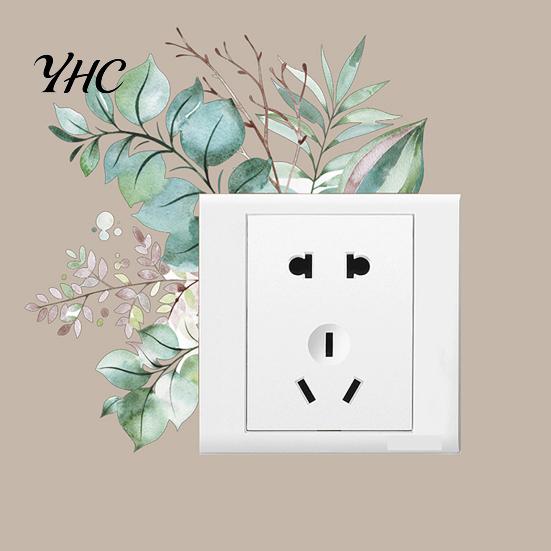 Wall Ornament Mural Ornamental Removable Colorful Green Paper Plant Switch Sticker for Restaurant Decal