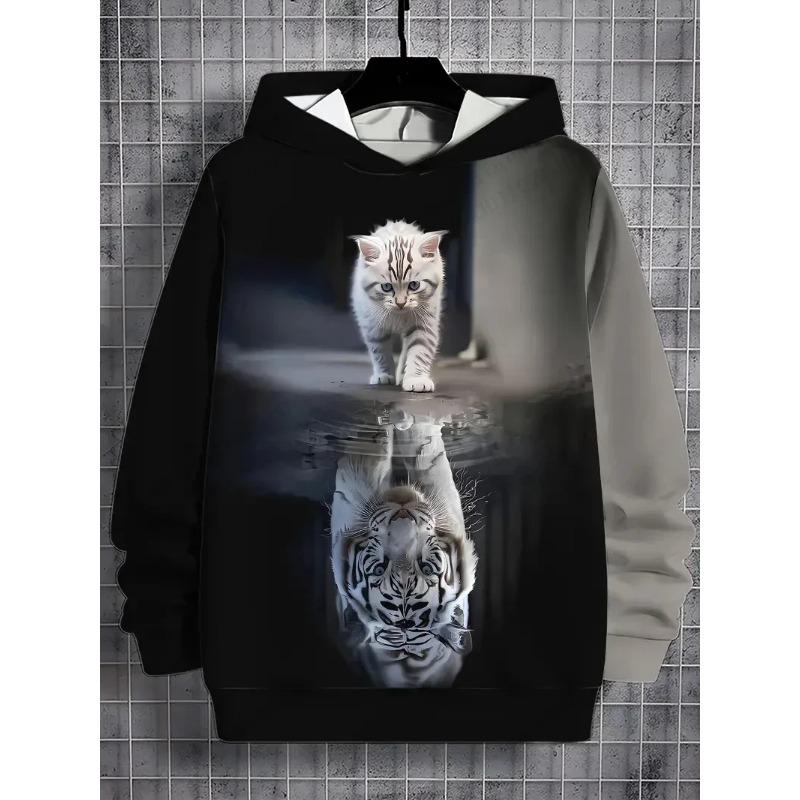 3D Print Men's Samurai Cat Graphic Hoodies Fashion Oversized Hoodie Sweatshirt Coat Mens Sport Tracksuit Sudaderas
