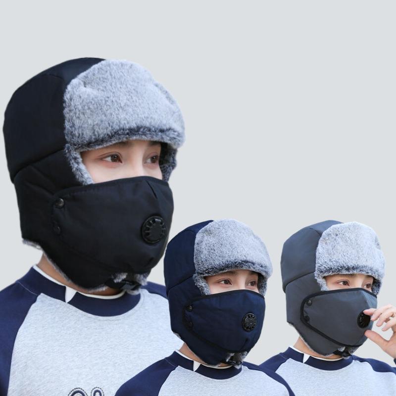 Winter Men's Windproof Ear Protection Warm Hat Outdoor Riding Pullover Hat Fleece Thickened Outdoor Cold Hat