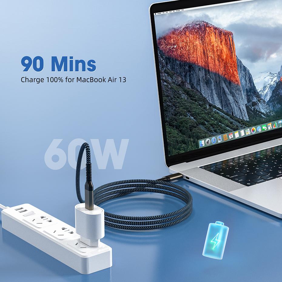 USB 3.2 Gen 1 Type C Cable For Macbook iPhone 16 Samsung Phone iPad 30cm 50cm Short 1M 2M 3M Long Male To Male Data Charger Cord