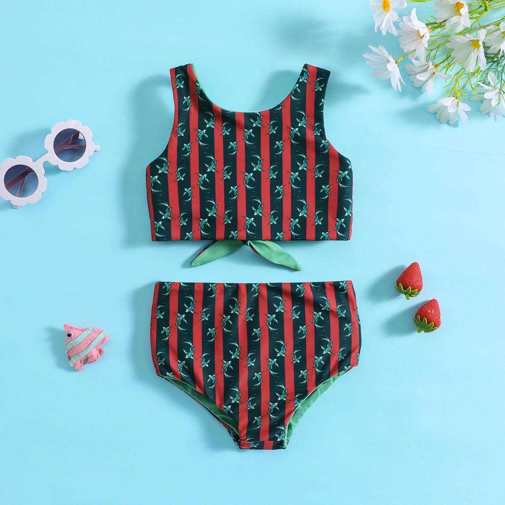 Exclusive Girls' Reversible Floral Print 2-Piece Bikini Swimsuit Set