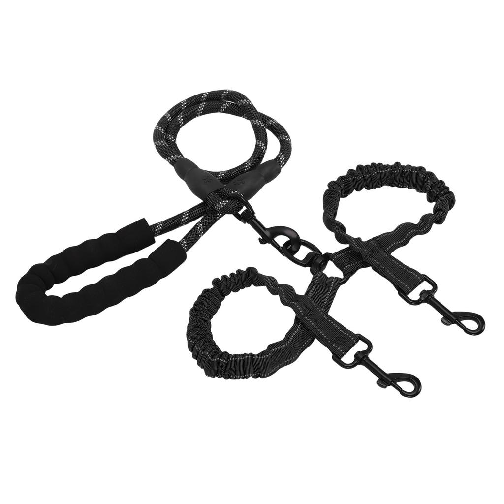 Dual Dog Leash Anti Tangling 360 degrees    Joint Shock Absorbing Night Reflective Double Ended   Pet Leash