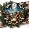 Metal Nativity Sign Christmas Wall Decor Embossed Holiday Art Living Room Bar Cafe