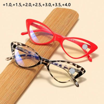 +1+1,5+2+2,5...+4 Katzenaugen Lesebrille Damen Damen Anti Blaulicht Lesebrillen Unisex Sichtschutz Brillen