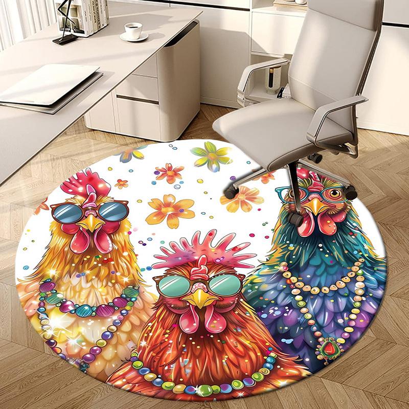 1pc Carpet Chair Mats Colorful Chickens with Sunglasses Perfect for Decorating Chairs, Polyester Carpet, for Living Room.YDT605