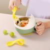Babyskål med sked gaffel sugrör sugkopp bärbar hem för barn grön