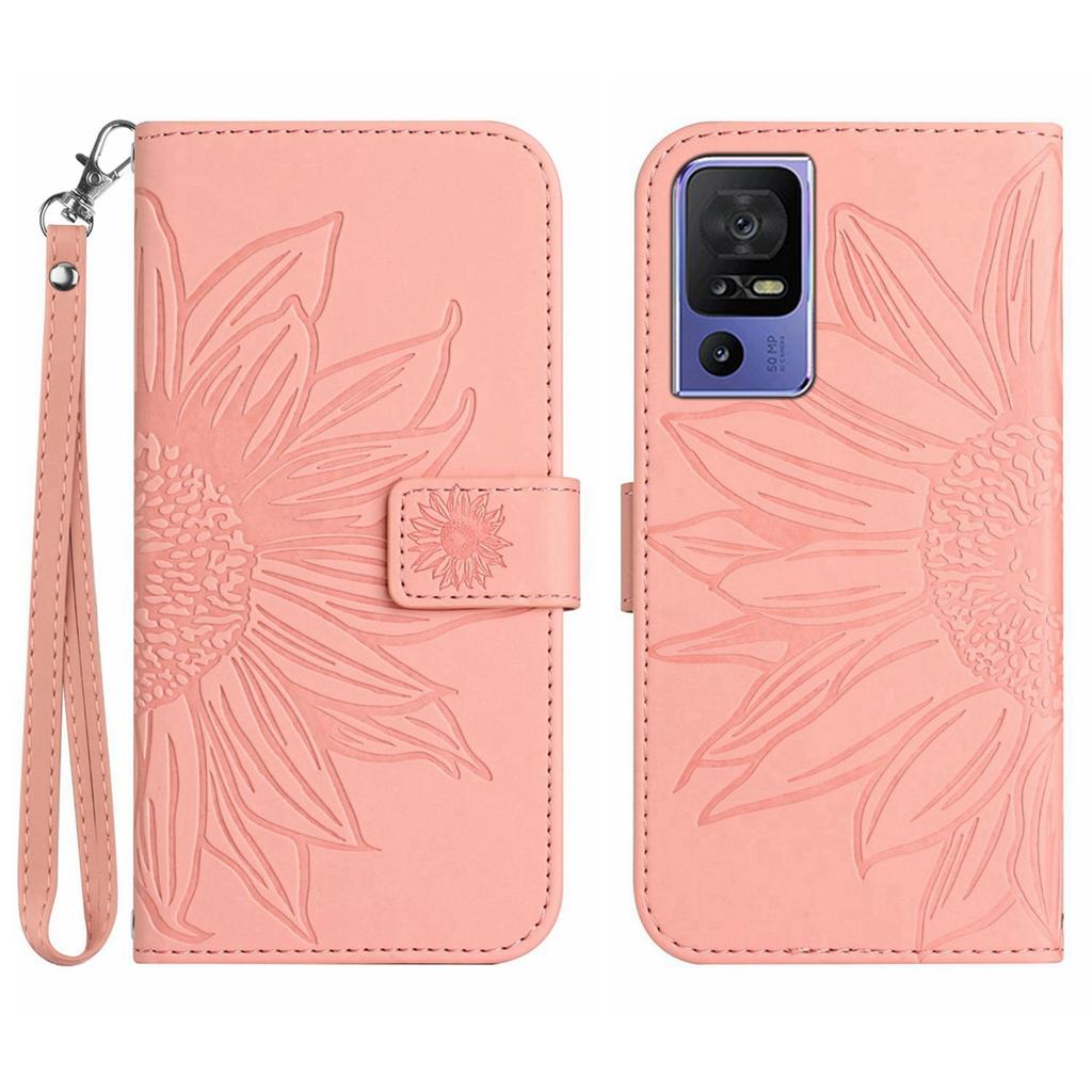 For Infinix Hot 12 Mobile Phone Leather Case TCL 40SE Frosted Sunflower Card Holder Protective Case