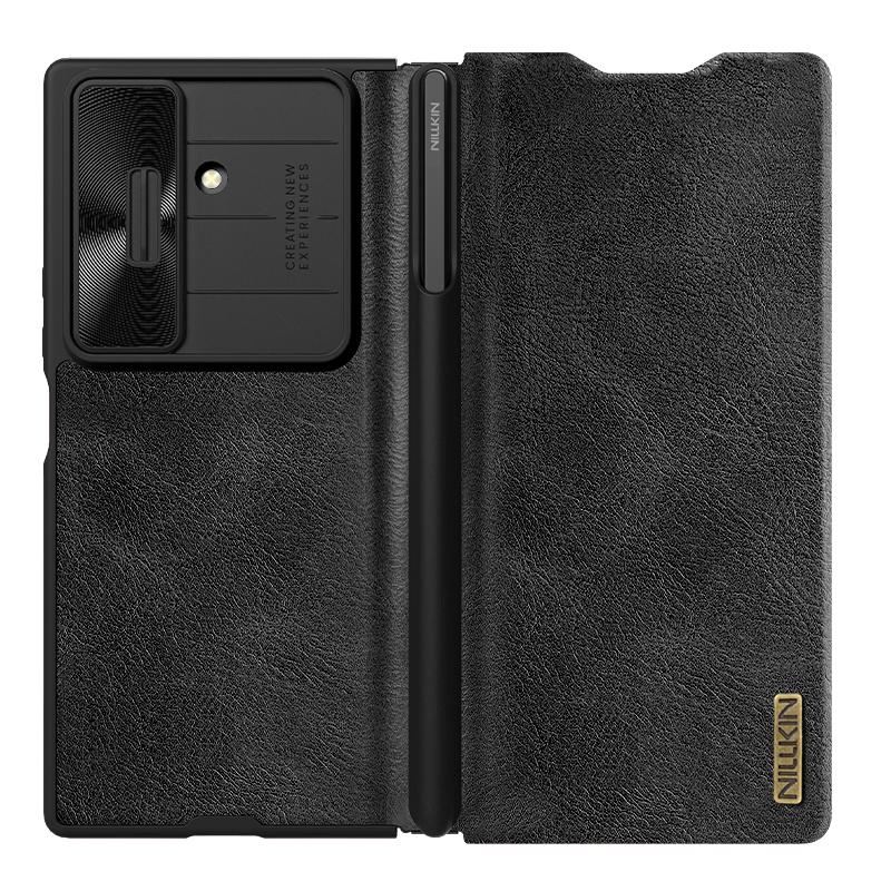 NILLKIN Luxury Leather Case for Samsung Galaxy Z Fold 7 5G with Slide Camera Cover & S-Pen Holder – Premium Protection Cover