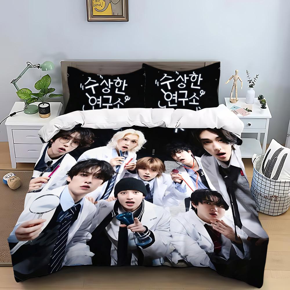 KPOP Duvet Cover Pillowcase S-Stray-K-Kids Bedding Set Adult Boy Girl Bedroom Decoration Children Gift Single Double Large Size