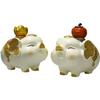 Aris & Juno A Pair of Lucky Pig Figurine - Resin Fortune Pig Statues with Golden Accents for Home Decor & Good Luck
