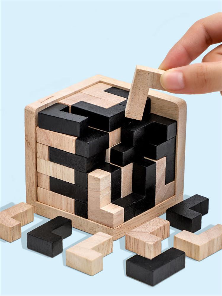 Puzzle 3D z drewna Zabawka IQ 54 szt. L / 54 szt. kostka w kształcie TH Zabawki edukacyjne dla miłośników puzzli, gra intelektualna