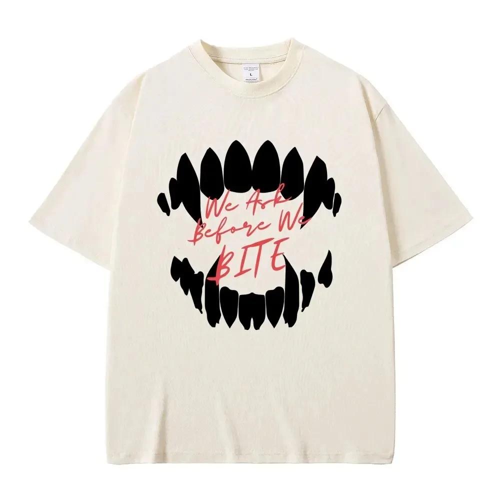 Spiel Baldurs Gate'3 Astarion Wir fragen bevor wir beißen Print T-Shirt Herren Hip Hop Vintage Gothic T-Shirt Männlich Rock Übergroße T-Shirts