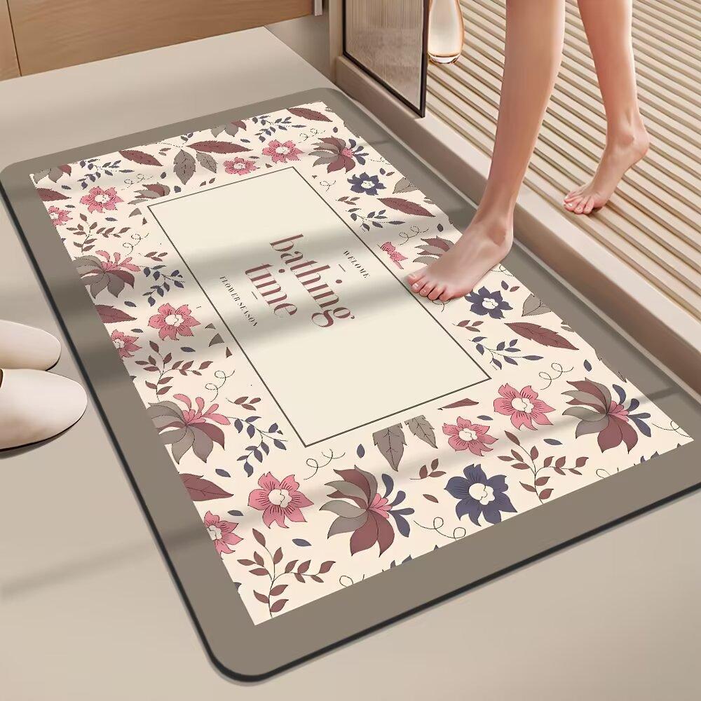 American Flower Light Luxury Advanced Sense Bathroom Absorbent Mat Dirty Non-slip Mat Toilet Quick Dry Good Care Door Mat
