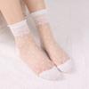 DONG AI Invisible Socks Women Summer Lace Socks Crystal Silk Polka Dot Ankle Socks Glass Black White Transparent Sock for Ladies